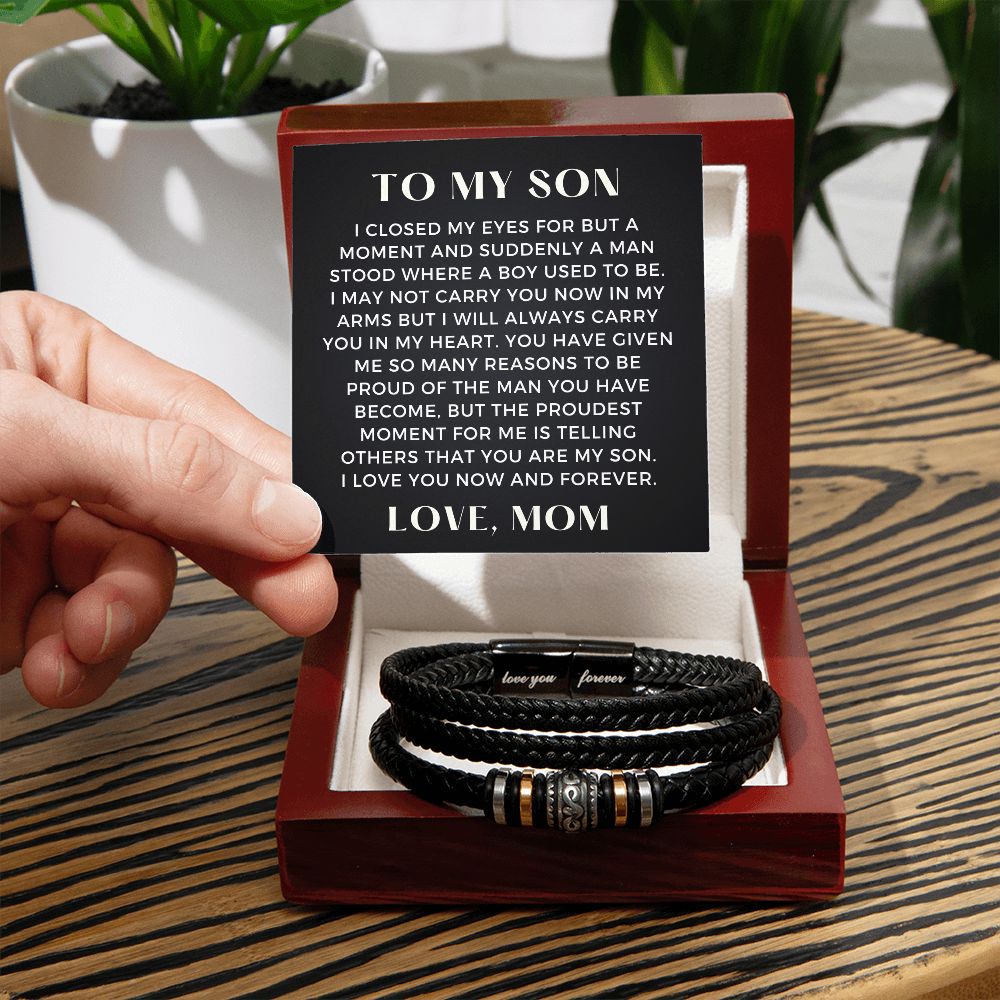 Gift For Son From Mom | Proudest Leather Bracelet 0859BT2