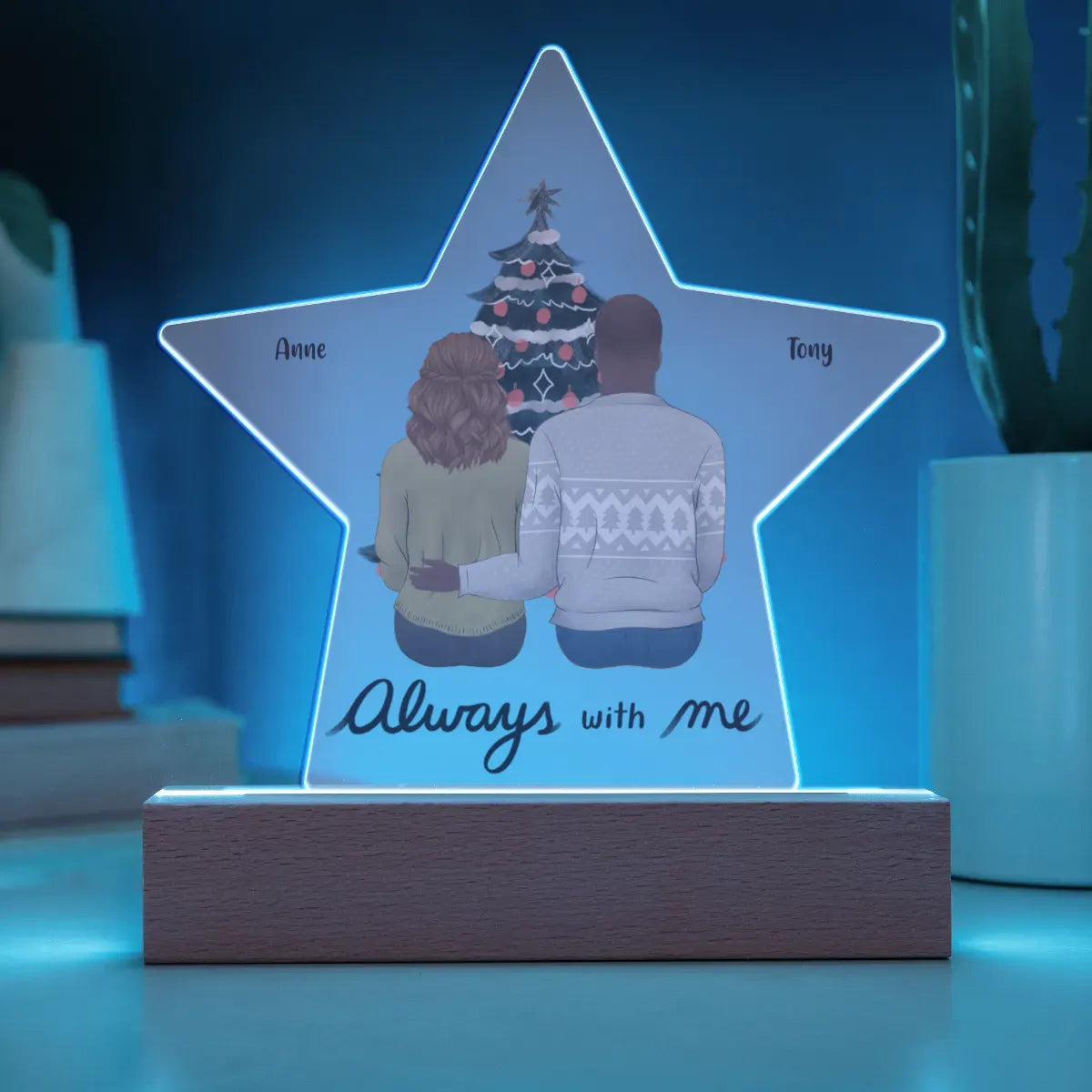 Personalized Christmas Gift | Custom Acrylic Star Plaque for Couple | Always With Me STA-09