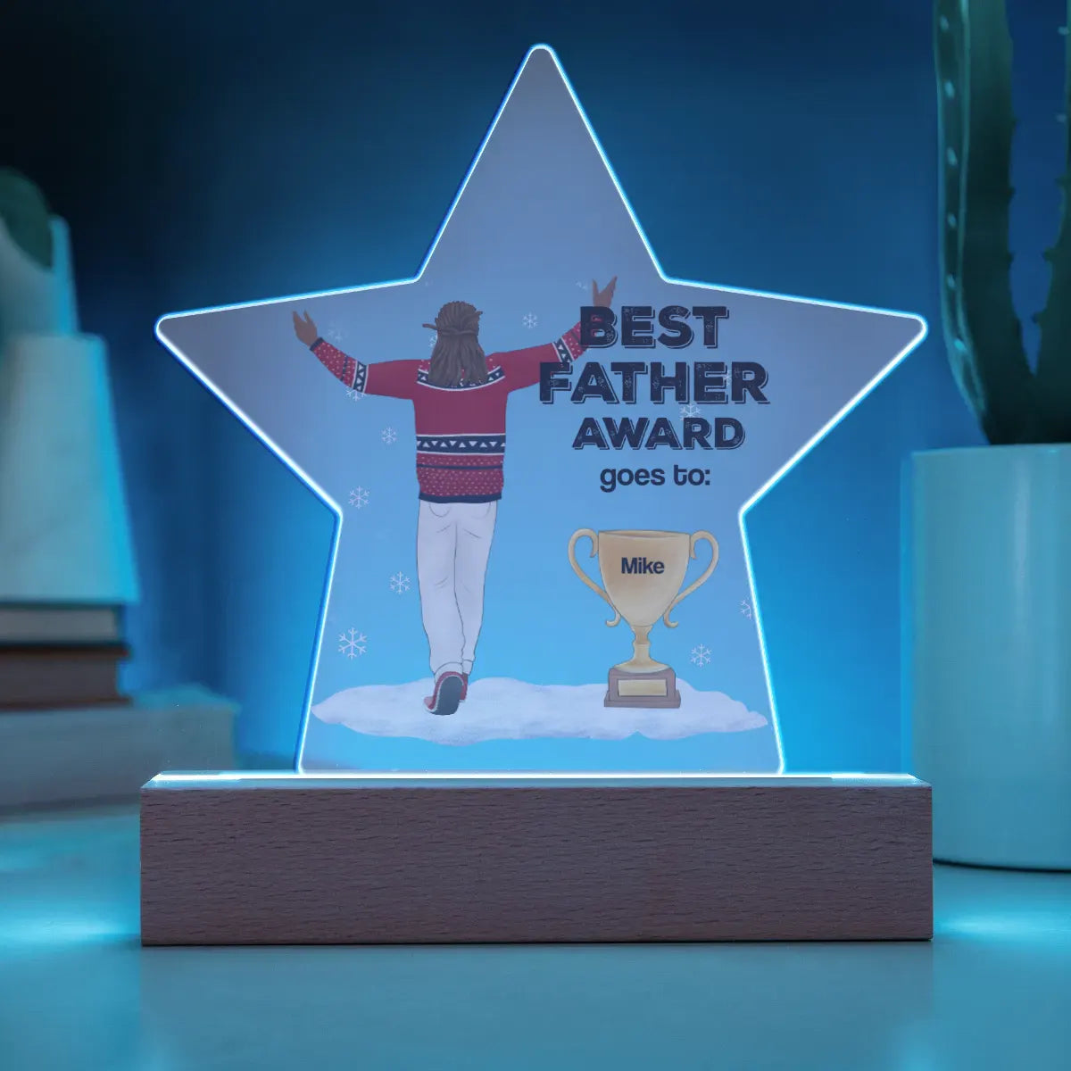 Personalized Gift For Dad | Custom Acrylic Star Plaque | Best Father Award STA-08