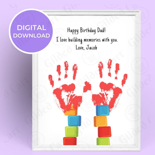 Printable Handprint Art |Birthday Digital Download Gift for Dad 023