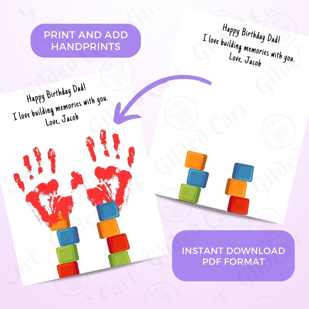 Printable Handprint Art |Birthday Digital Download Gift for Dad 023