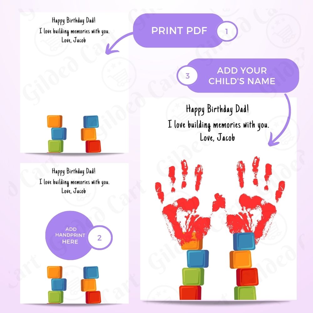 Printable Handprint Art |Birthday Digital Download Gift for Dad 023