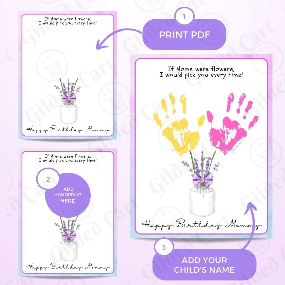 Printable Handprint Art | Birthday Digital Download Gift for Mommy 08