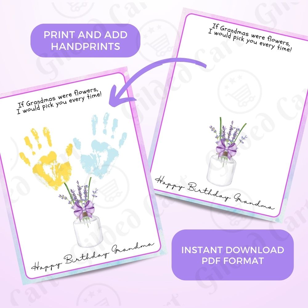 Printable Handprint Art | Birthday Digital Download Gift for Grandma 06