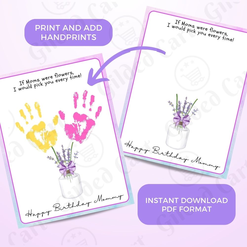 Printable Handprint Art | Birthday Digital Download Gift for Mommy 08