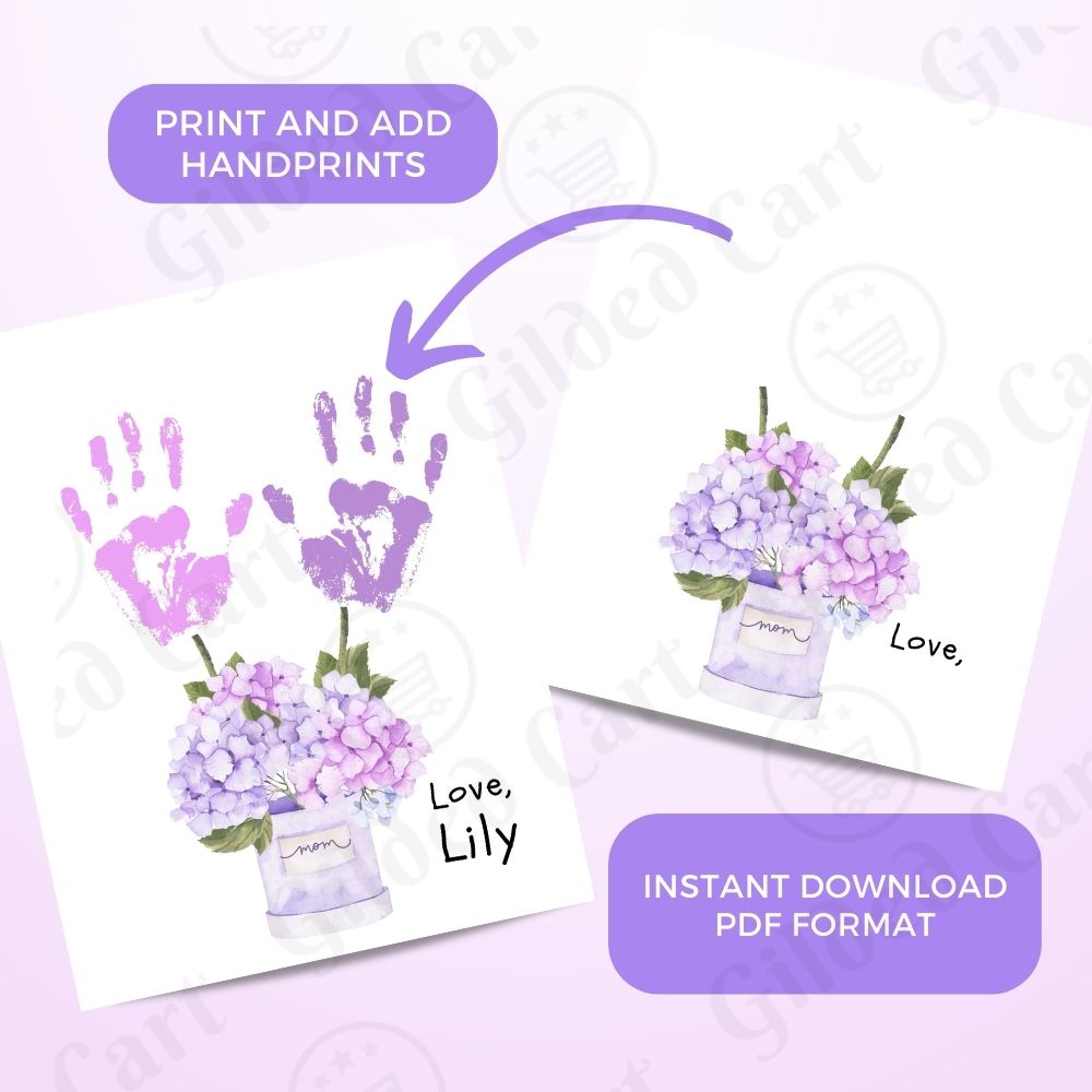 Printable Handprint Art | Mother's Day Birthday Digital Download Gift for Mom, Grandma, Nana, Gigi, Auntie 09