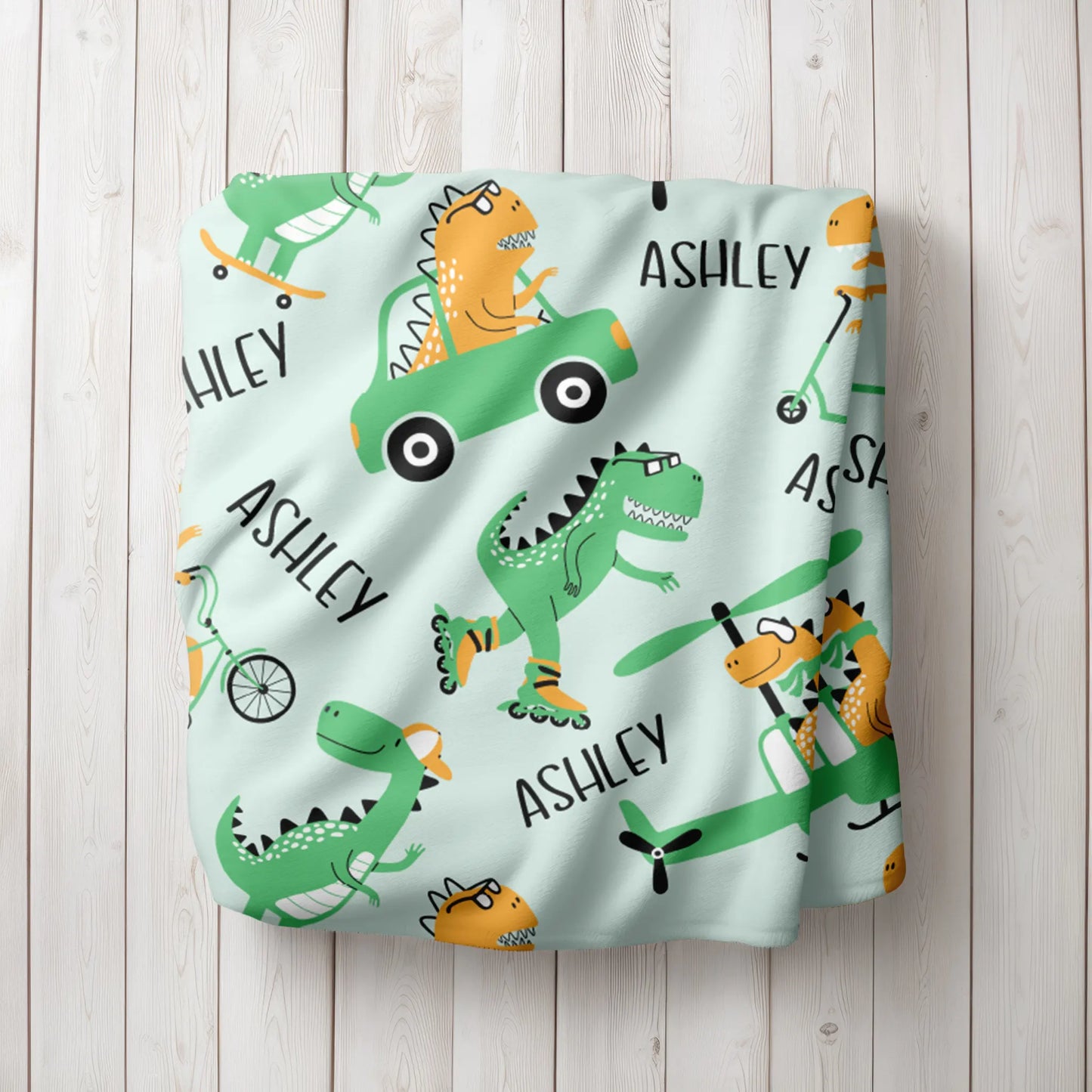 Personalized Gift | Custom Name Blanket For Kids | Dinosaur BL-04