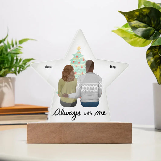 Personalized Christmas Gift | Custom Acrylic Star Plaque for Couple | Always With Me STA-09