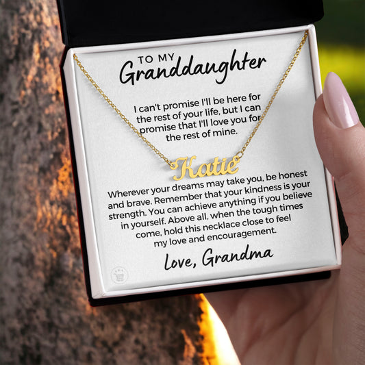 Personalized Granddaughter Gift From Grandma | My Promise Name Necklace  0716NNT1