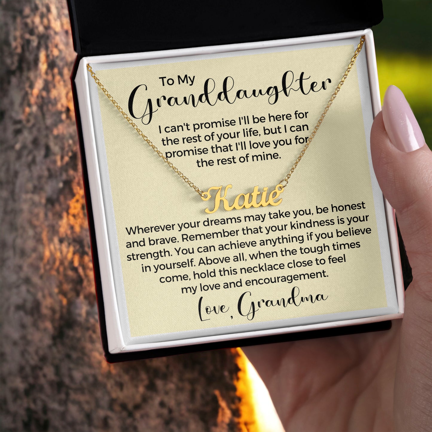 Personalized Granddaughter Gift From Grandma | My Promise Name Necklace  0546NNT16