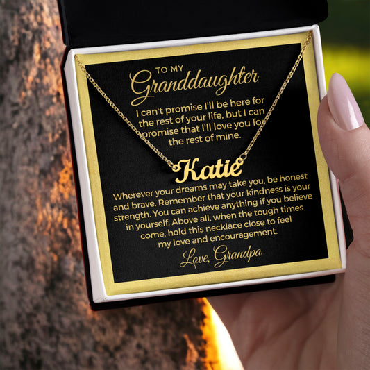 Personalized Granddaughter Gift From Grandpa  | My Promise Name Necklace 0690NNT15