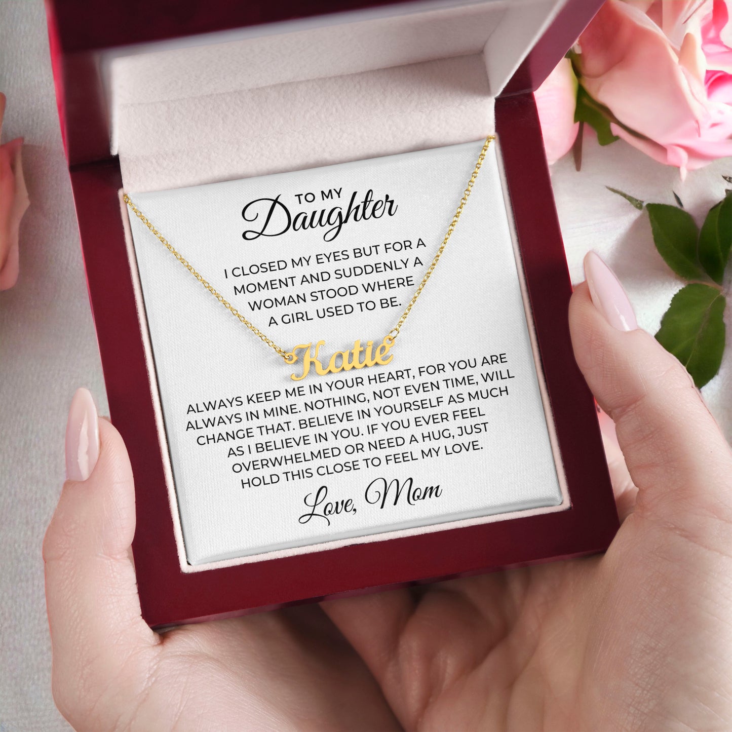 Personalized Daughter Gift From Mom | Keep Me Name Necklace 0726NNT2