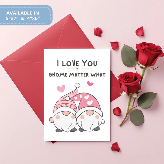 Valentines Card Printable Digital Download  | I Love You Gnome Matter What 37