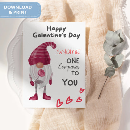 Valentines Card Printable Digital Download  | Happy Galentine's Day My Gnomie 34