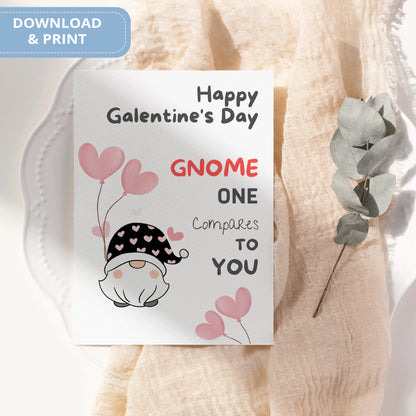 Valentines Card Printable Digital Download  | Gnome One Compare To You 35