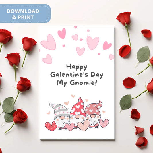 Valentines Card Printable Digital Download  | Happy Galentine's Day My Gnomie 33