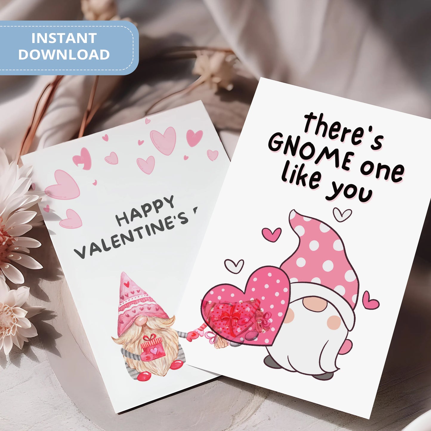 Valentines Card Printable Digital Download  | There's Gnome One Like You 39