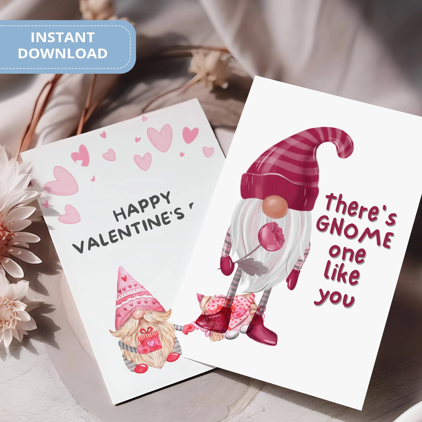 Valentines Card Printable Digital Download  | There's Gnome One Like You 38