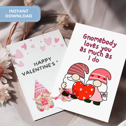 Valentines Card Printable Digital Download  | Gnomebody Loves You As Much As I Do 40