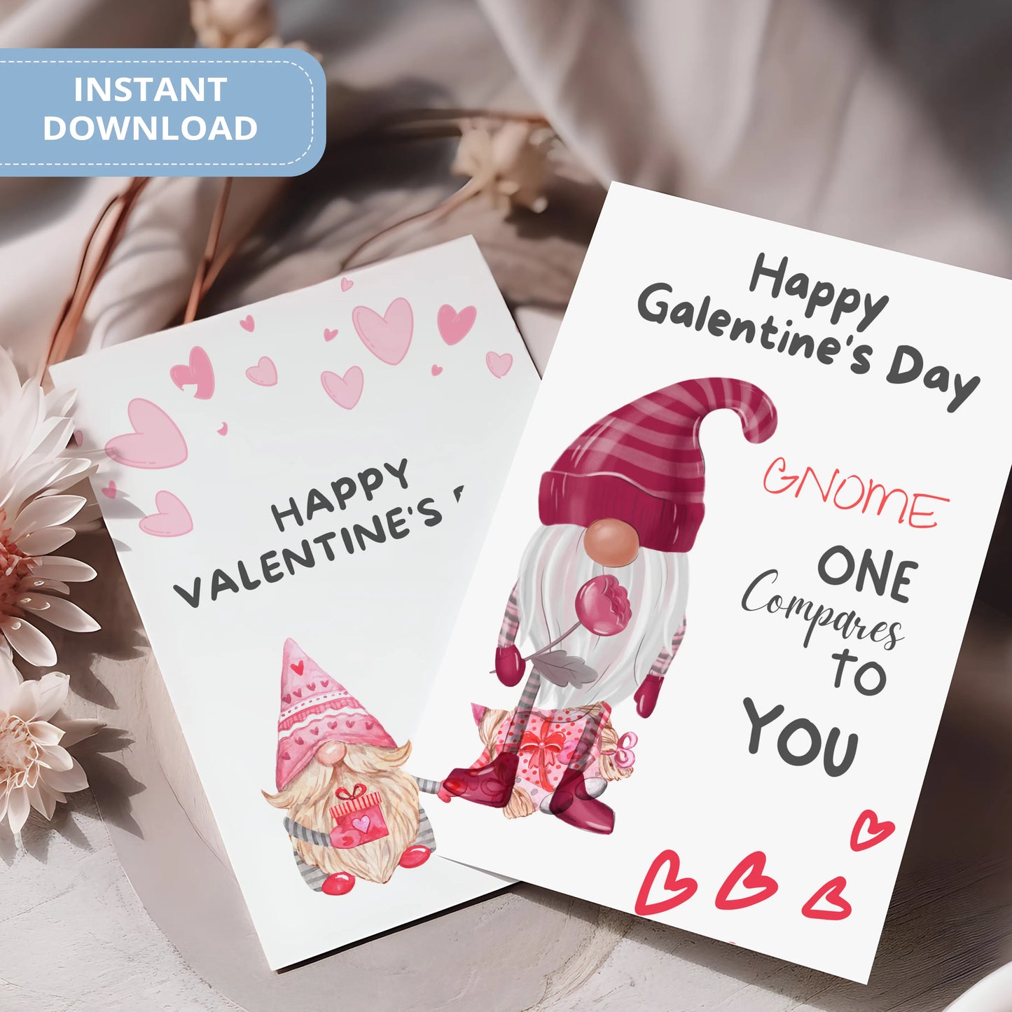 Valentines Card Printable Digital Download  | Happy Galentine's Day My Gnomie 34