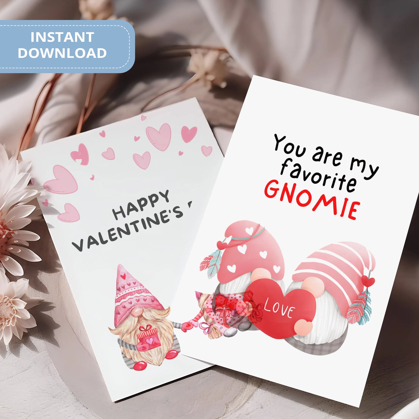 Valentines Card Printable Digital Download  | You Are My Favorite Gnomie 44