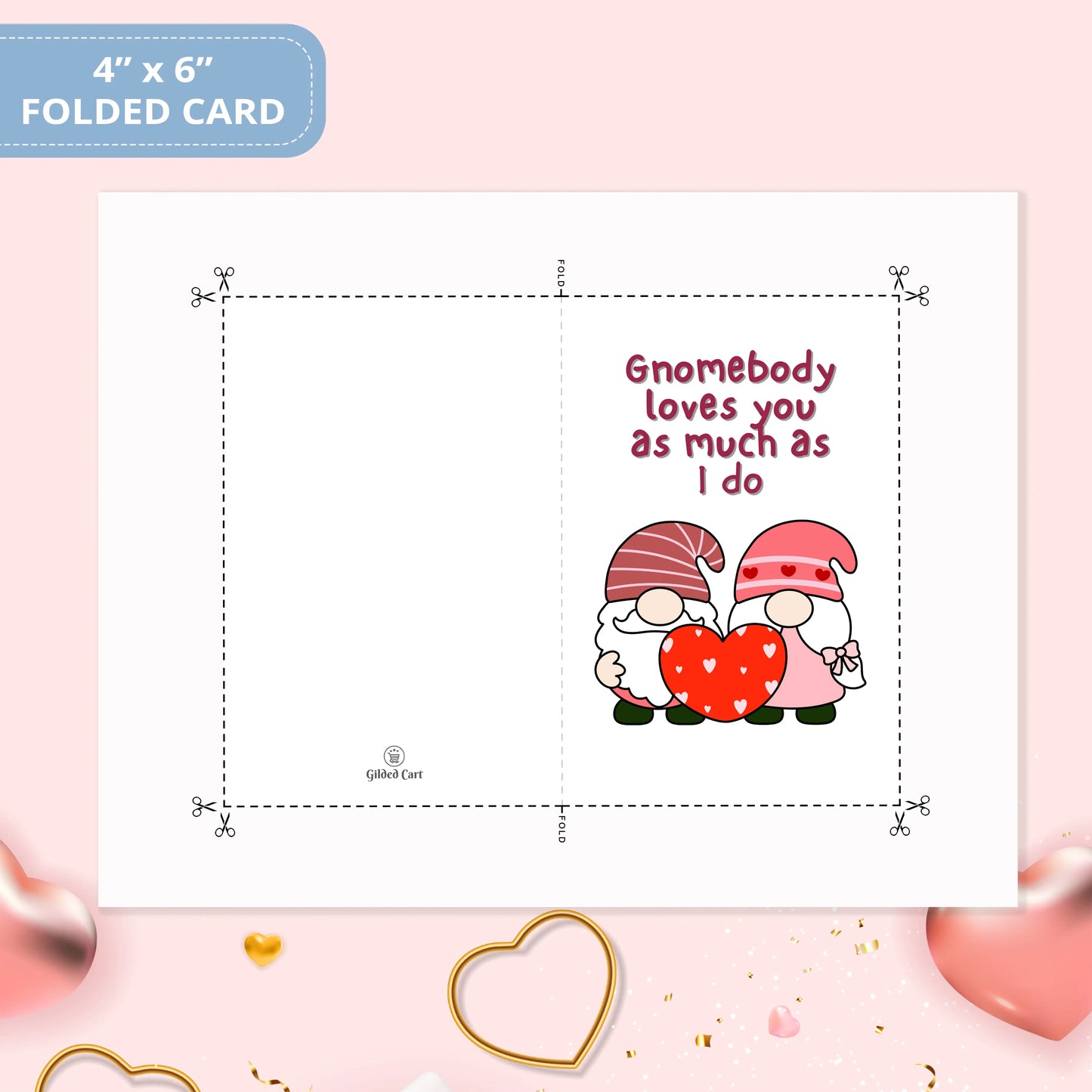 Valentines Card Printable Digital Download  | Gnomebody Loves You As Much As I Do 40