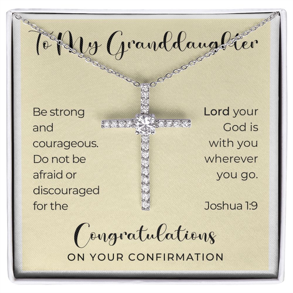 Confirmation Gift For Girl | Be Strong Cross Necklace 0821CN