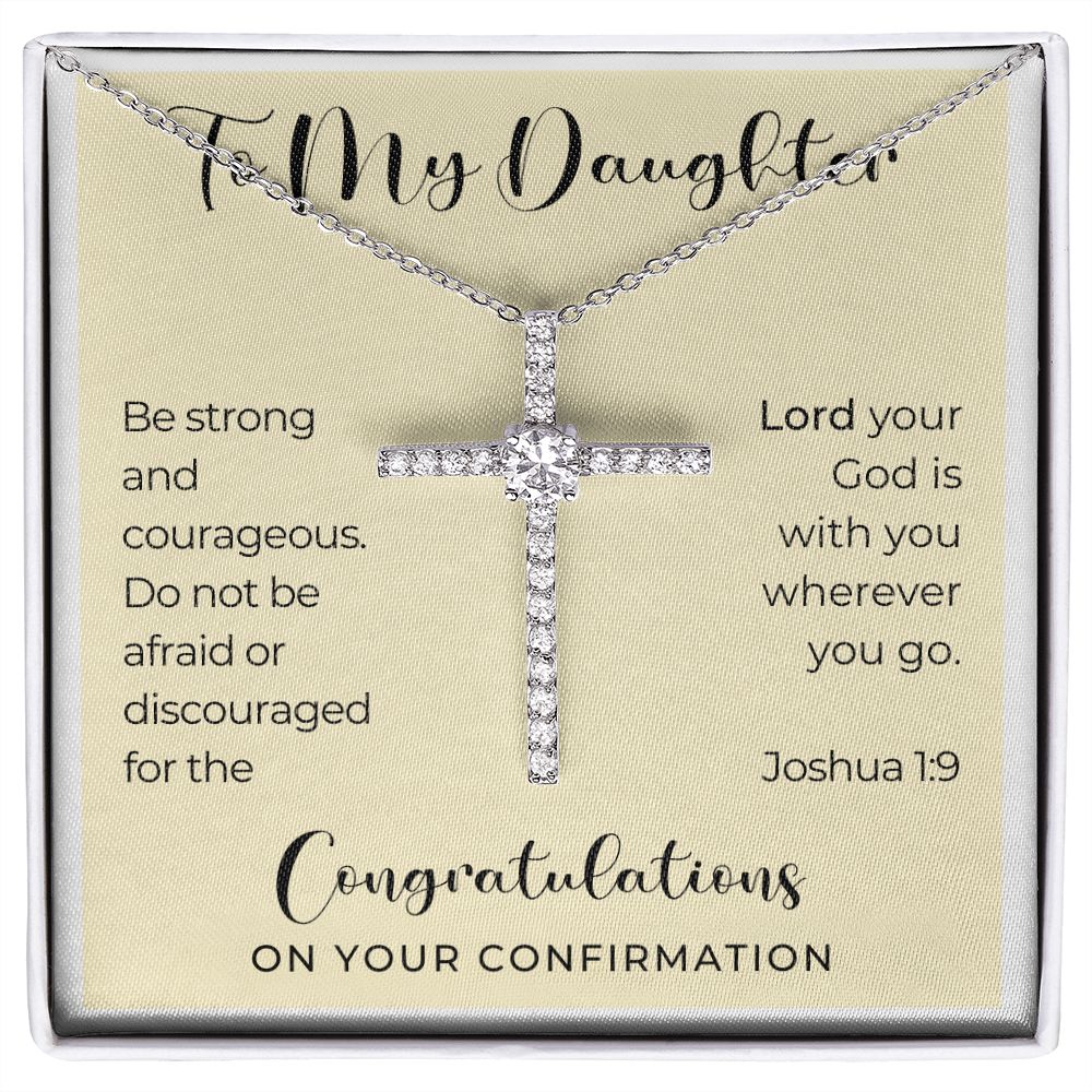 Confirmation Gift For Girl | Be Strong Cross Necklace 0820CN