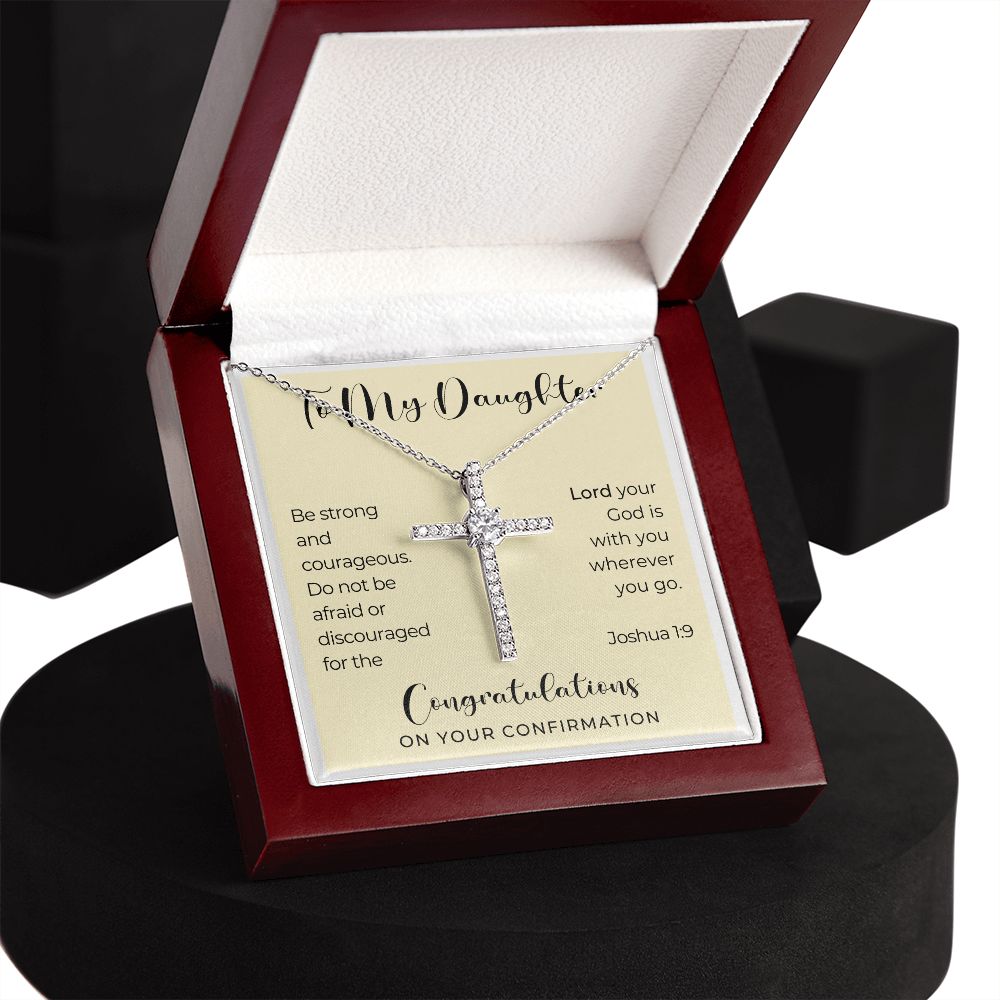 Confirmation Gift For Girl | Be Strong Cross Necklace 0820CN