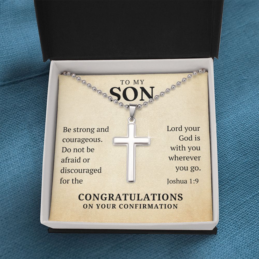 Confirmation Gift For Boy | Be Strong Cross Necklace 0803CN