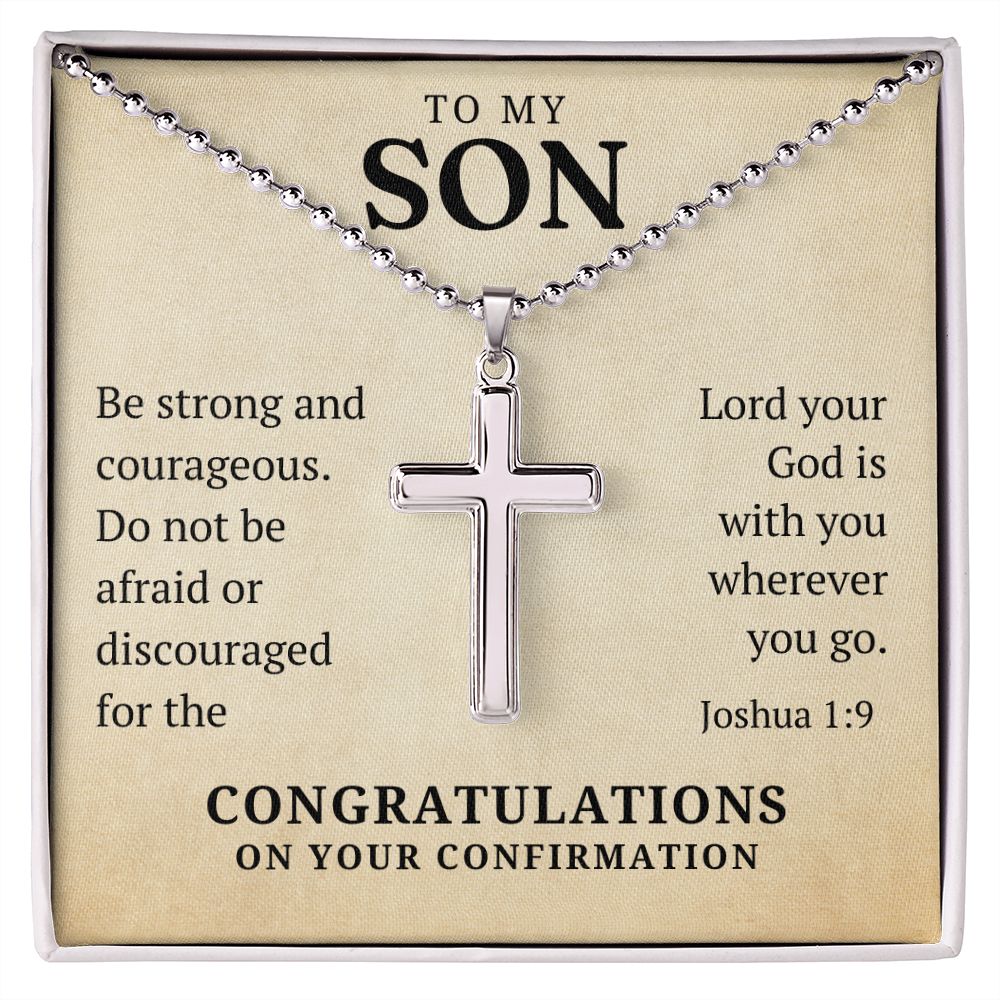 Confirmation Gift For Boy | Be Strong Cross Necklace 0803CN