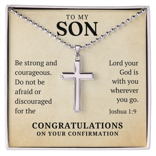 Confirmation Gift For Boy | Be Strong Cross Necklace 0803CN