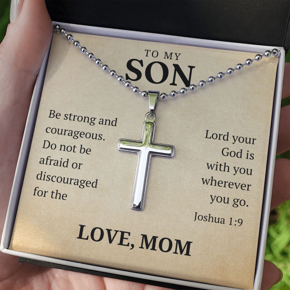 Christian Gift For Him | Be Strong Cross Necklace 0804CN