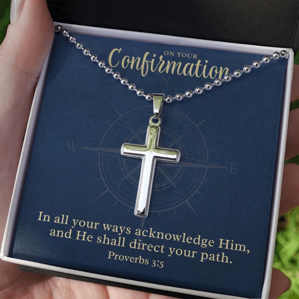 Confirmation Gift For Boy | Your Path Cross Necklace 0797T1CN