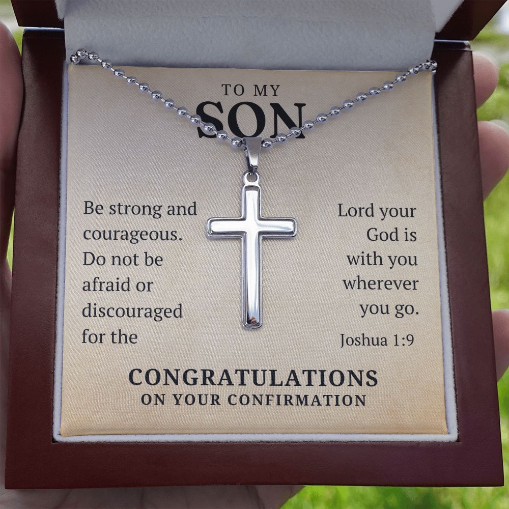 Confirmation Gift For Boy | Be Strong Cross Necklace 0803CN
