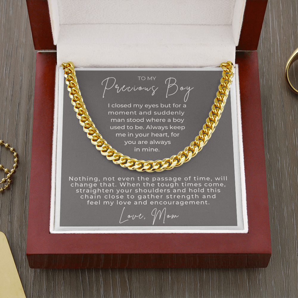 Gift for Adult Son From Mom | In Your Heart Cuban Link Chain 0596T13