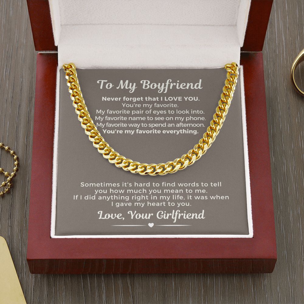 Gift For Boyfriend | My Heart Cuban Link Necklace 0775T2C