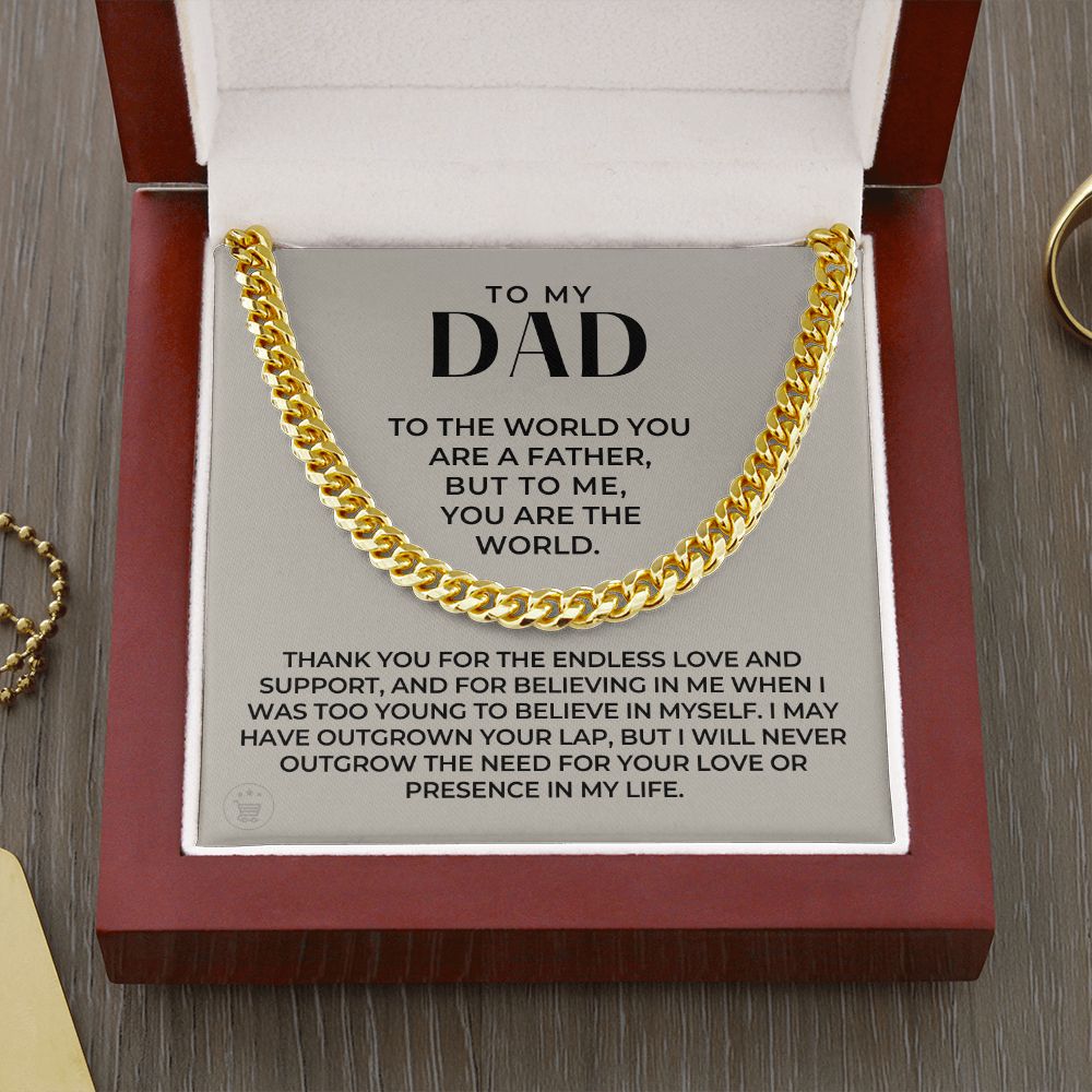 Gift For Dad | My World Cuban Link Chain 0664T3