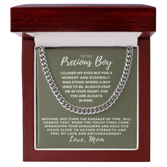 Gift for Adult Son From Mom | In Your Heart Cuban Link Chain 0596T8