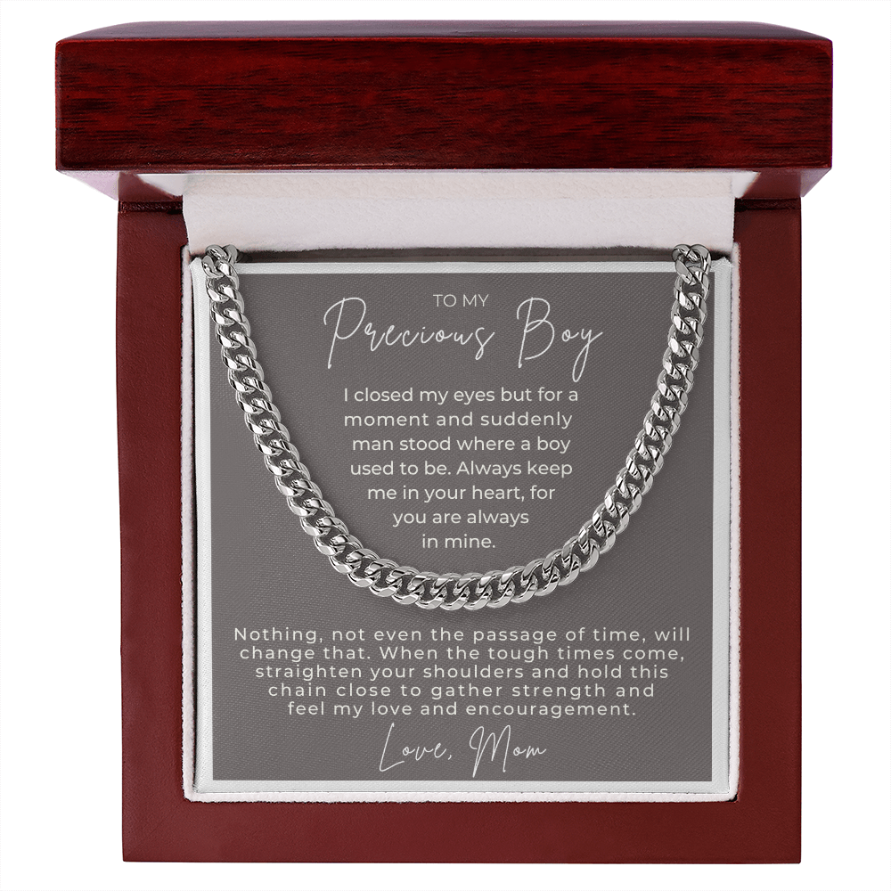 Gift for Adult Son From Mom | In Your Heart Cuban Link Chain 0596T13