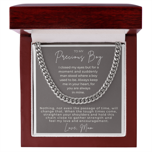 Gift for Adult Son From Mom | In Your Heart Cuban Link Chain 0596T13