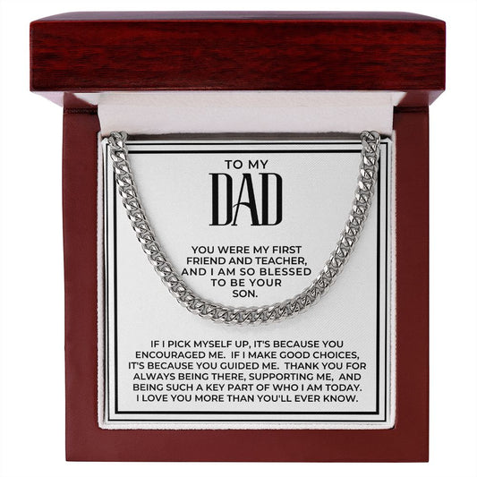 Gift For Dad From Son | Because Of You Cuban Link Chain 0330T7