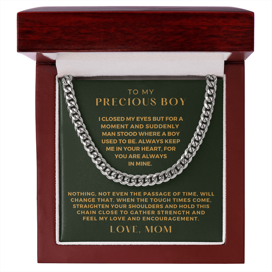 Gift for Adult Son From Mom | In Your Heart Cuban Link Chain 0596T14