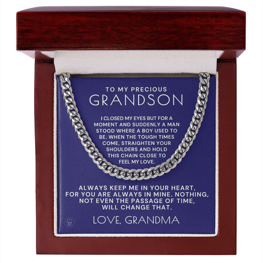 Grandson Gift from Grandma | In Your Heart Cuban Link Chain 0612T14