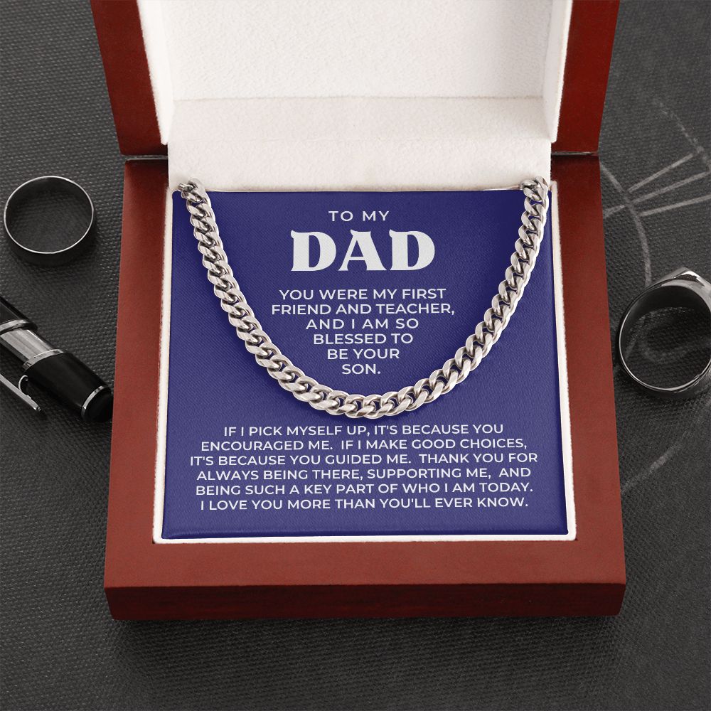 Gift For Dad From Son | Because Of You Cuban Link Chain 0330T3