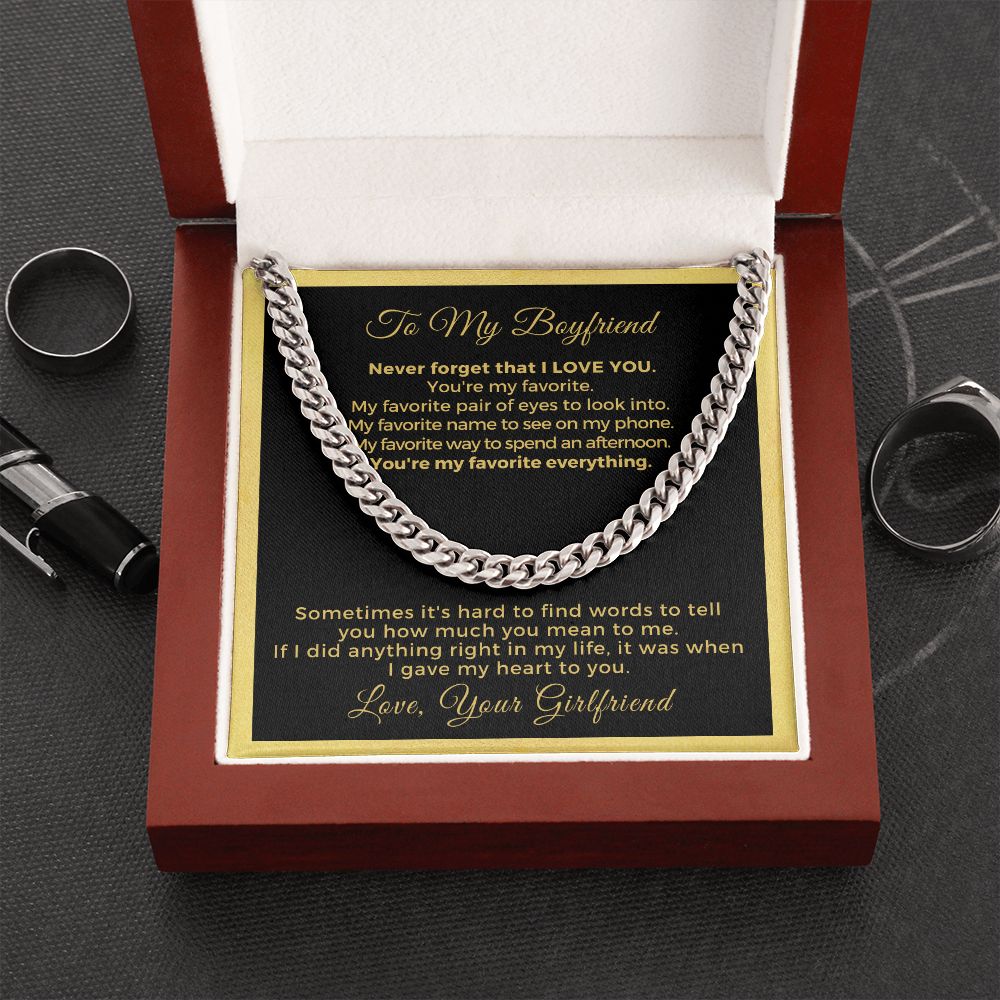 Gift For Boyfriend | My Heart Cuban Link Necklace 0775T7C