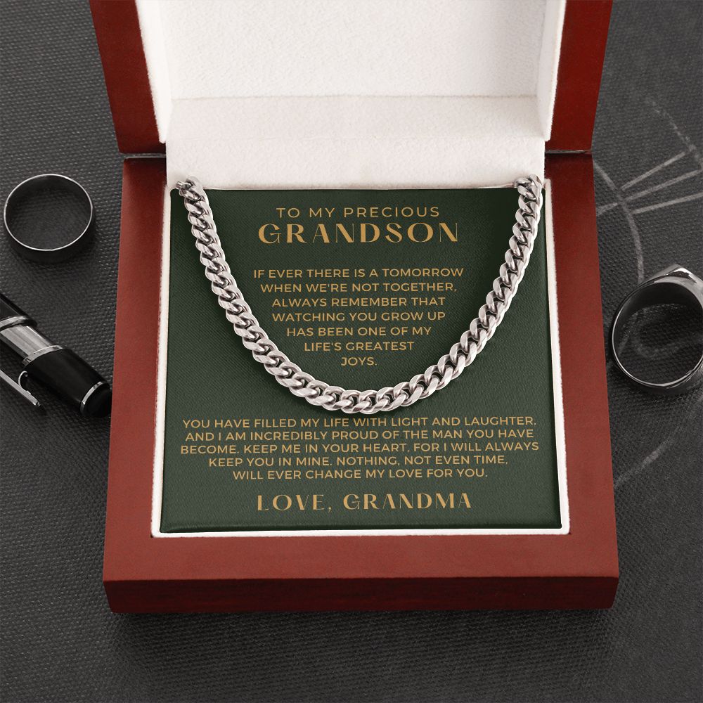 Grandson Gift from Grandma | In Your Heart Cuban Link Chain 0617T17