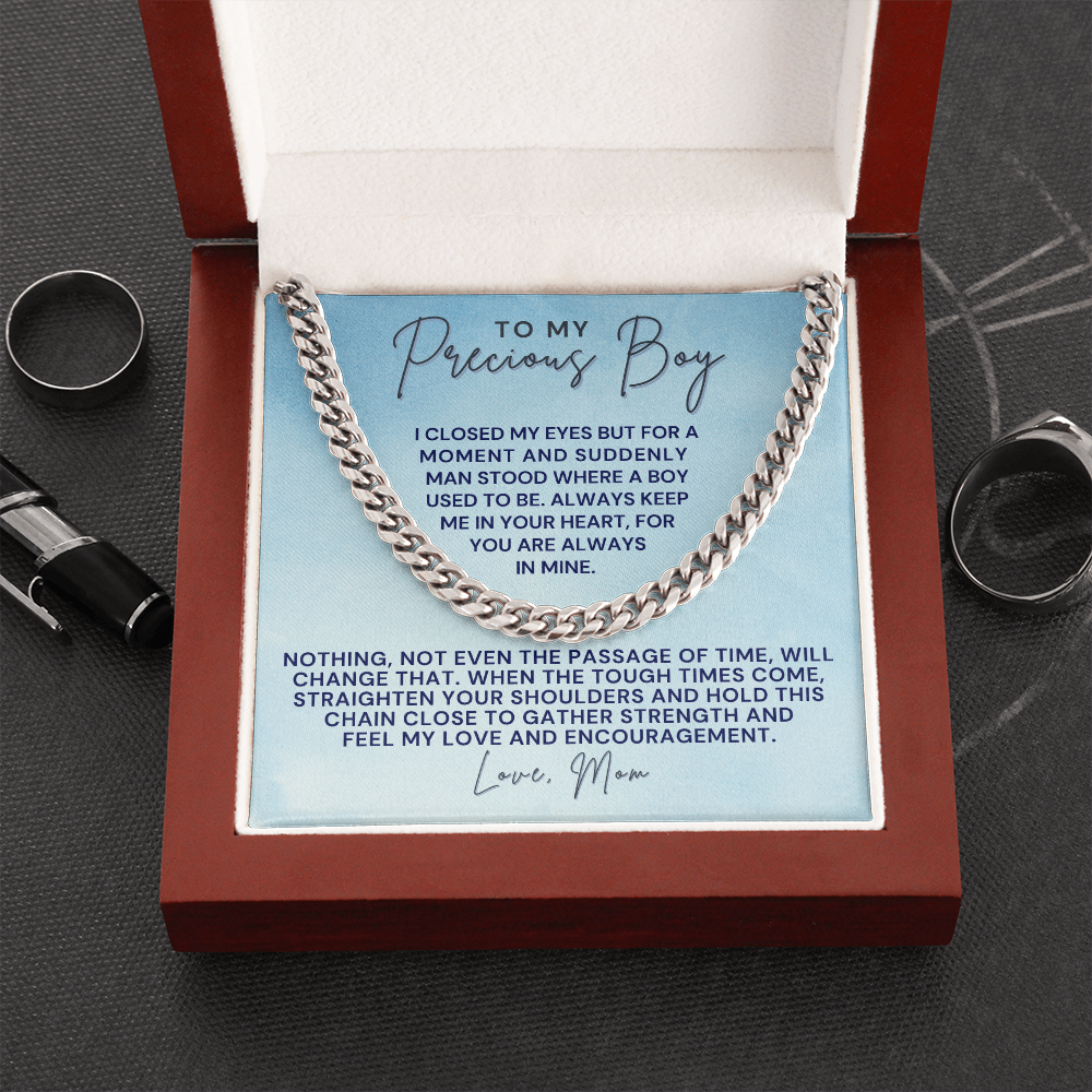Gift for Adult Son From Mom | In Your Heart Cuban Link Chain 0596T10