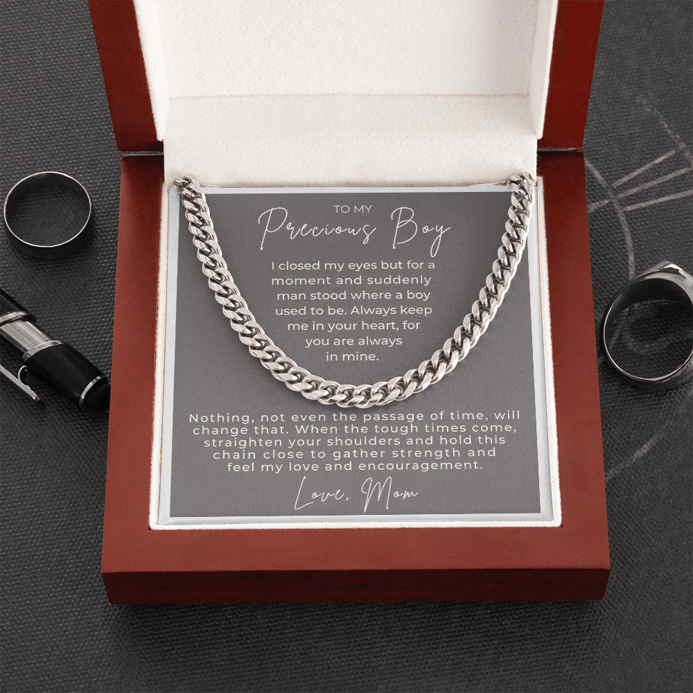 Gift for Adult Son From Mom | In Your Heart Cuban Link Chain 0596T13