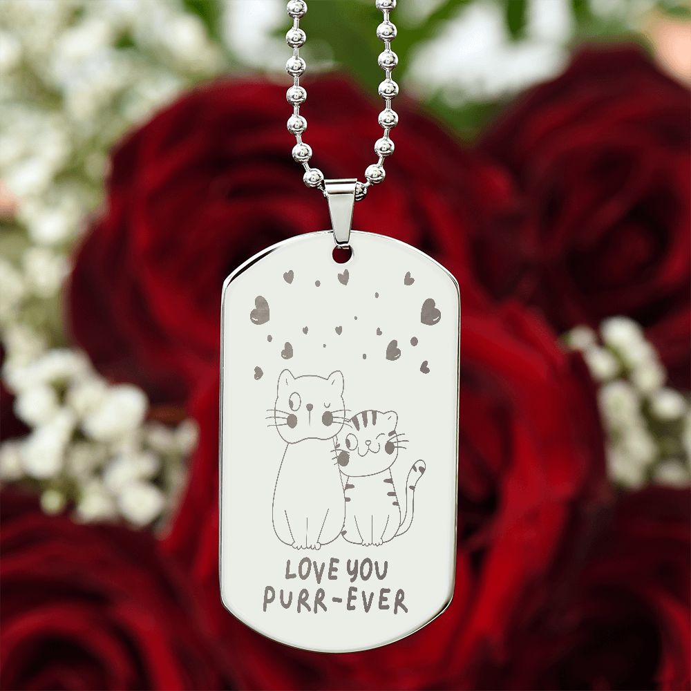 Cat Lover Dog Tag Necklace 0800DT